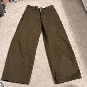 Uniqlo barrel leg army green/brown pants